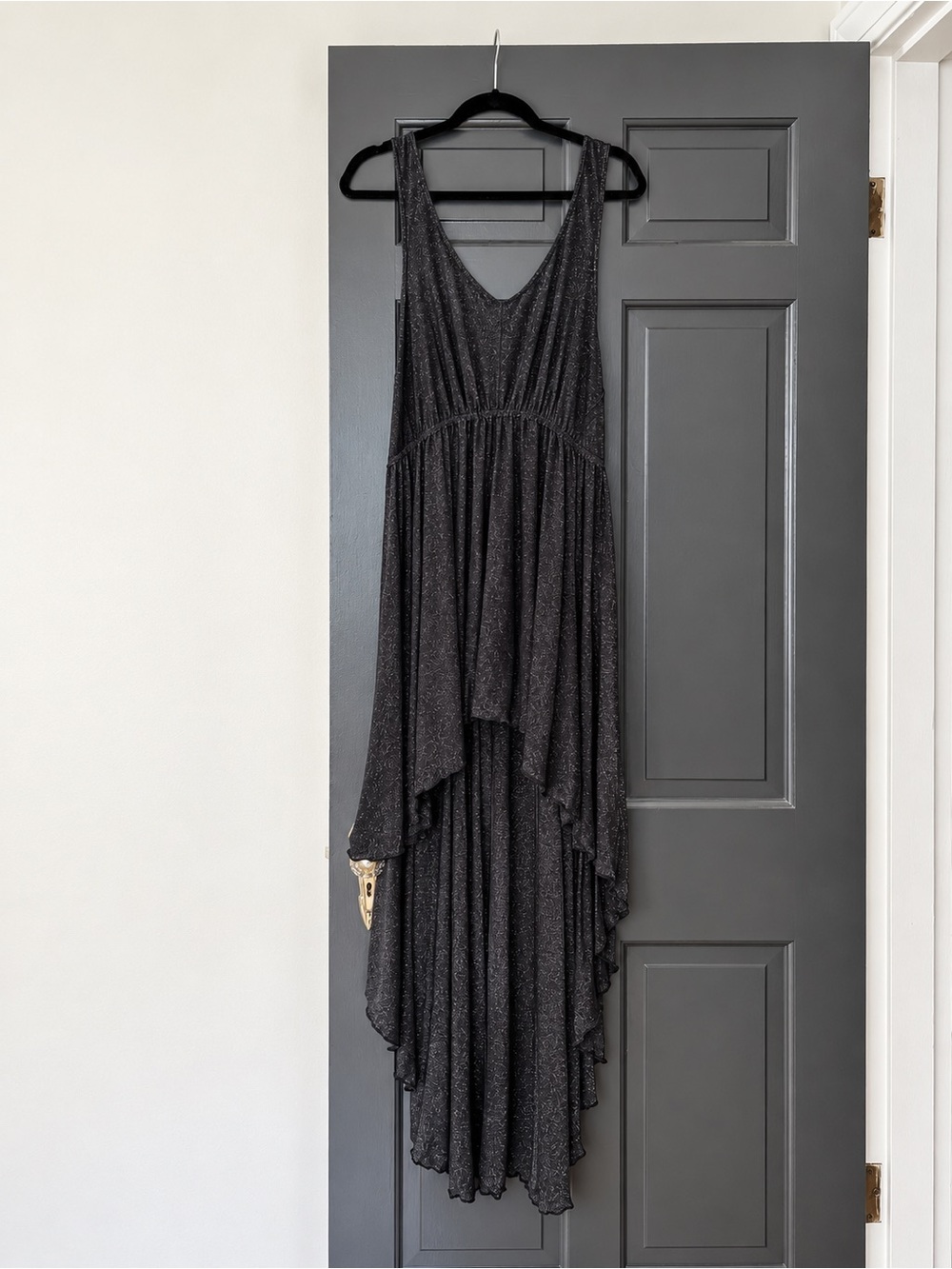 FP Beach Free People Black Metallic Sparkle High Low Maxi Dress S/P